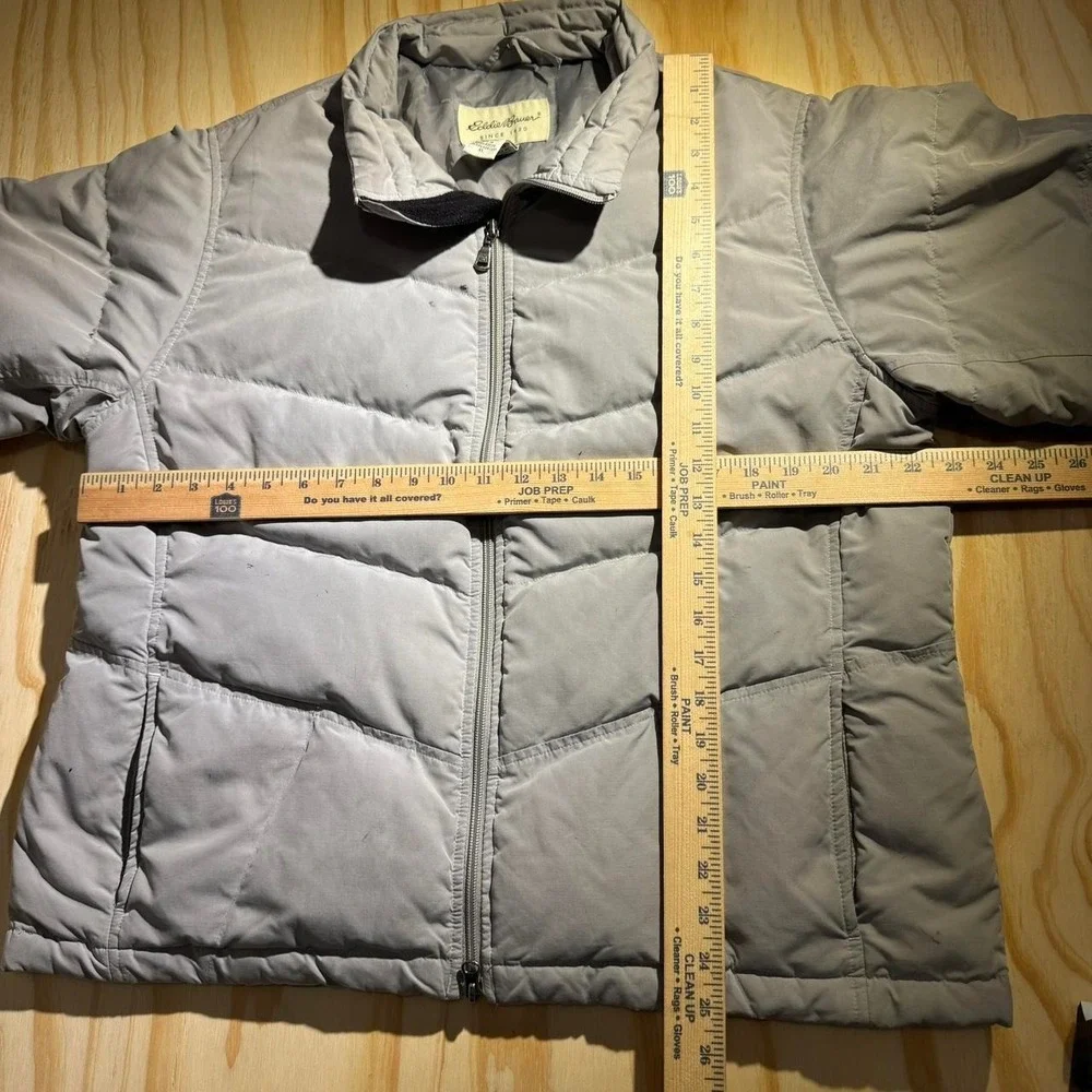 Eddie Bauer Mens Grey Goose Down Puffer Jacket Size XL Full Zip Winter Coat